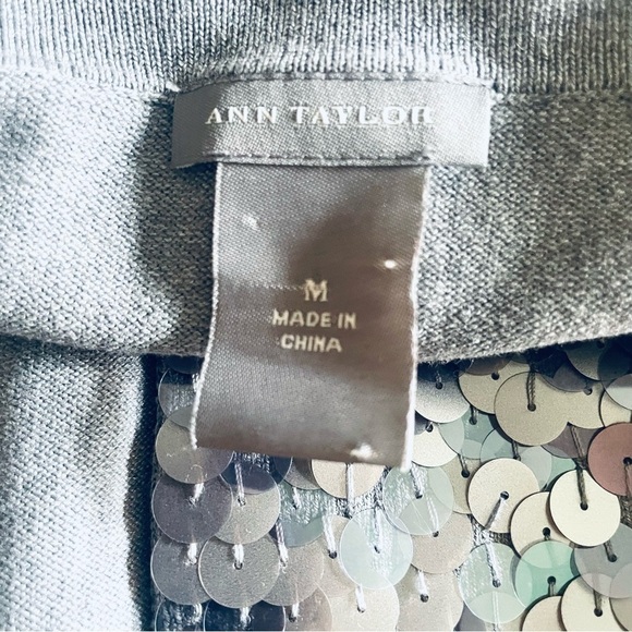Ann Taylor Silk Dressy Cardigan | Gray Sequin Gradient | 3/4 Sleeve | Size M - Picture 10 of 10